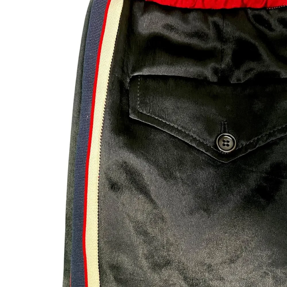 Gucci 2018 SS Black Acetate Black Red Sweat Track Athletic Pants EU 44 US XS